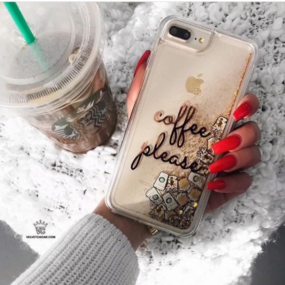 Coffee Please Glitter iPhone 8 case